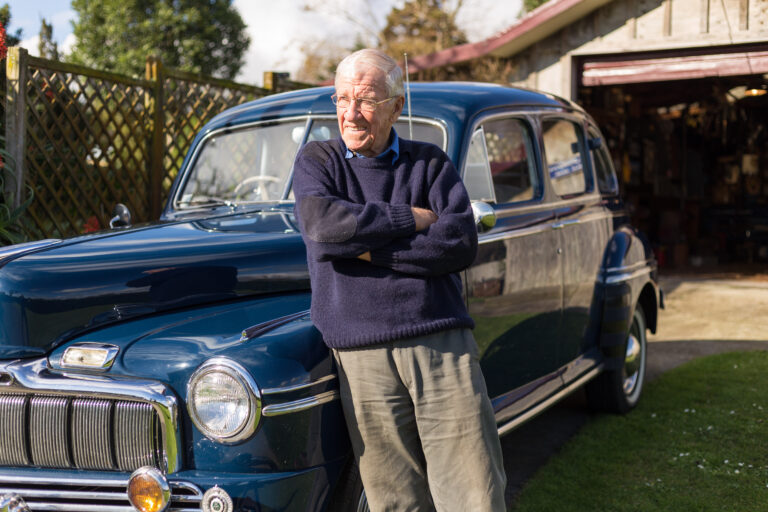 Older man with classic car, Shannon